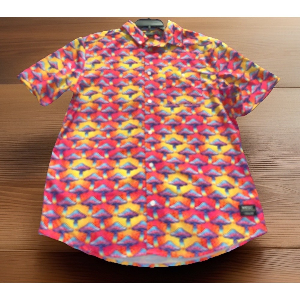 WeSC Shirt Oden Shroomspiracy Unisex W Large Men Med Purple Mushroom Print NWT